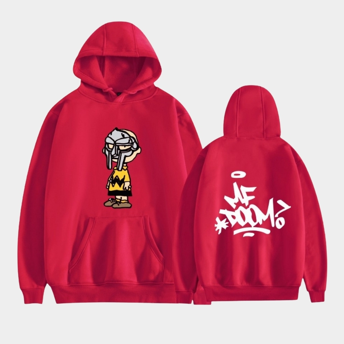 Red MF DOOM Character Graffiti Hoodie Double Sided