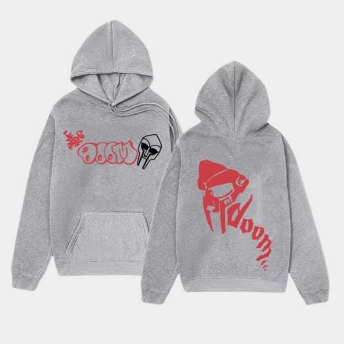 MF DOOM Hoodie Beige with Front & Back Graffiti Prints