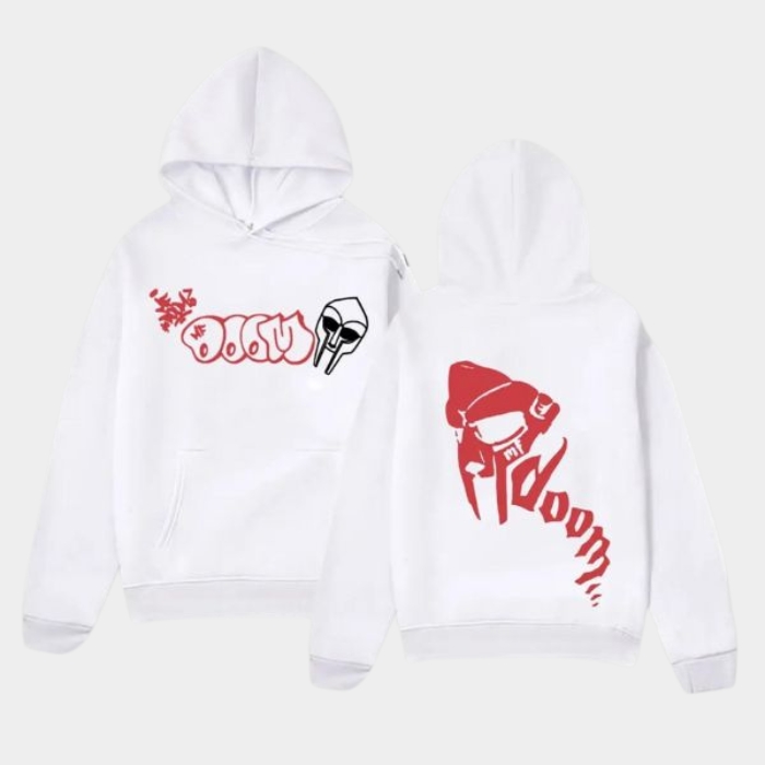 MF DOOM Hoodie Beige with Front & Back Graffiti Prints