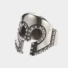 MF DOOM Ring Antique Silver Gladiator Helmet Studded detail premium metal finish jewelry with villain mask design