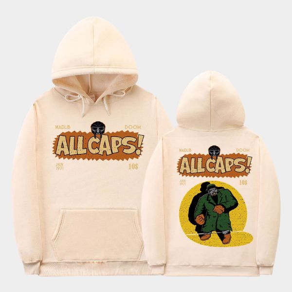 MF DOOM All Caps hoodie comic style double print front and back