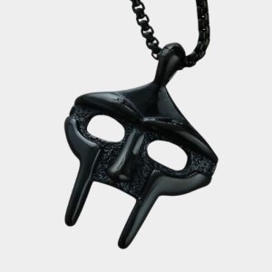 MF DOOM Necklace Textured Black Glossy Mask Pendant Design
