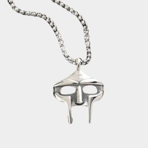 Silver MF DOOM Necklace High Polish Mask Pendant