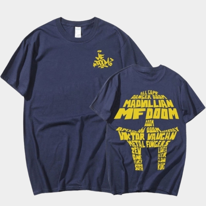 MF DOOM All Caps T Shirt - Madvillain Aliases & Mask Graphic | MF DOOM ...