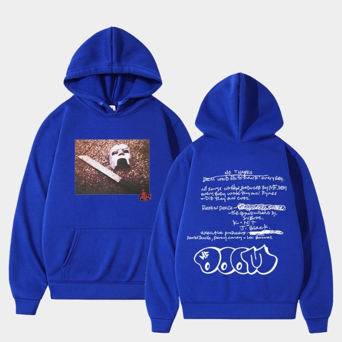 Madvillain Note & Mask Double Sided MF DOOM Hoodie Light Grey