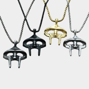 MF DOOM Villain Mask Necklace 4 Piece Set Matte Gloss Gold Chrome Collector Bundle | MF DOOM Merch
