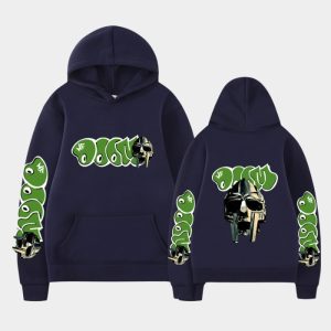 Neon Green Graffiti Mask and Sleeves MF DOOM Hoodie