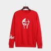 Unisex MF DOOM sweatshirt Red Metal Face Printed villain mask design for men and women streetwear style