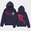 Navy MF DOOM Hoodie Graffiti Bold Red Front & Back Prints