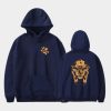 Navy MF DOOM Hoodie Abstract Orange Mask Double Print