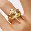 MF DOOM Ring Mask Gold polished featuring bold design with high shine mirror finish villain face hip hop statement jewelry premium quality
