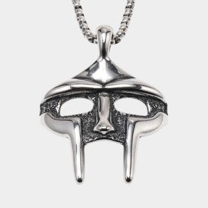 MF DOOM Polished silver pendant with Textured Detailing