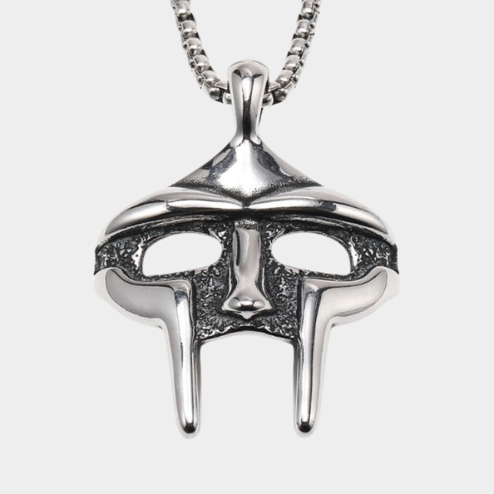MF DOOM Polished silver pendant with Textured Detailing