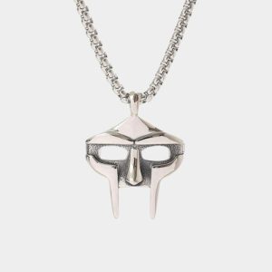 Shiny Chrome MF DOOM Mask Pendant