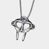 MF DOOM Silver Necklace Blue Stones Mask Pendant With Blue Gemstone Detail