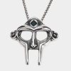 Silver MF DOOM Mask Pendant Black Gemstone Detail