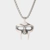 Silver MF DOOM Mask Pendant Textured Matte Accents