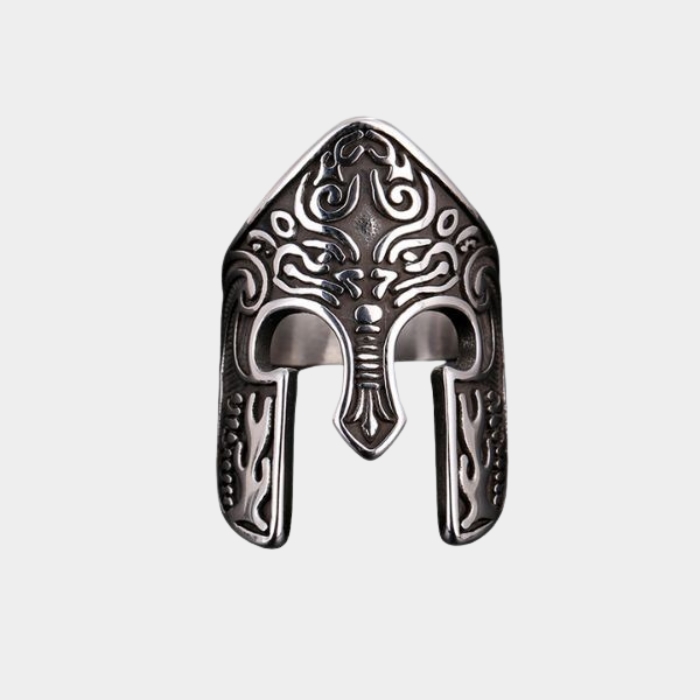 Viking Warrior Helmet MF DOOM Ring with Engraved Tribal Patterns